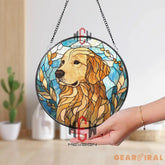 Golden Retriever Stained Glass Suncatcher Dog Lover Window Hanging Pet Memorial Glass Art Golden Dog Decor Animal Gift